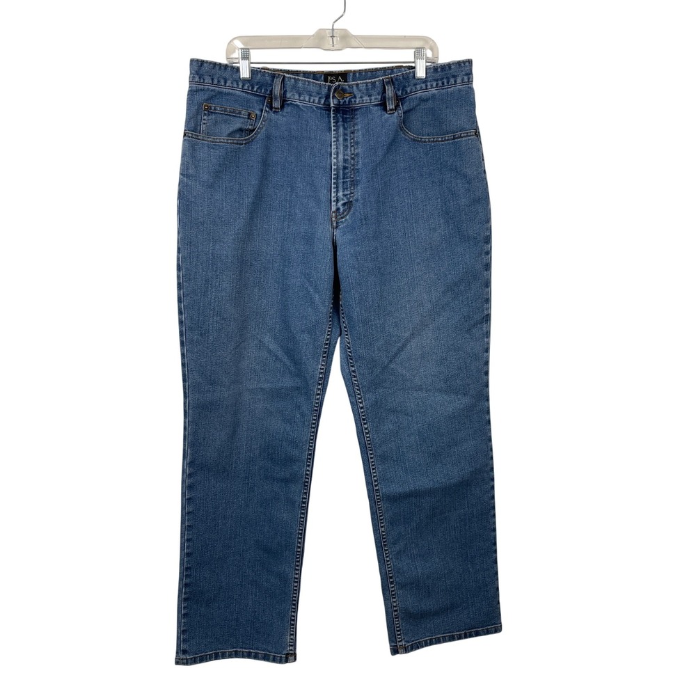 Jos A Bank Traveler Collection Mens 38W x 32L Blue Stretch Straight Leg Jeans